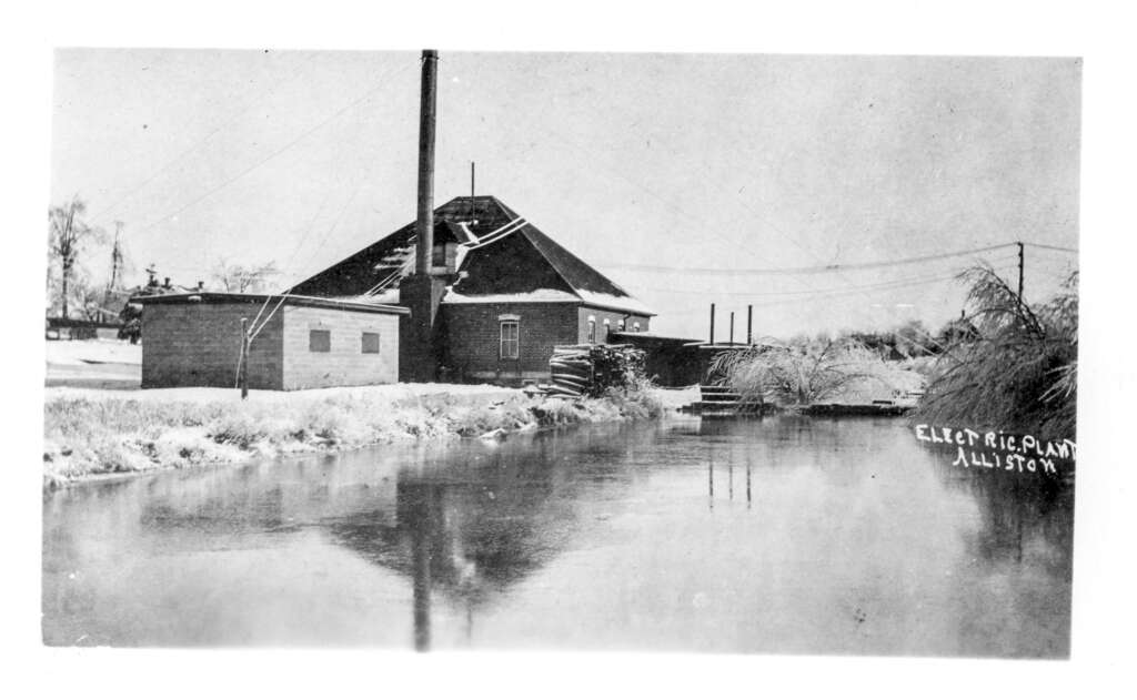 Alliston Electric Light Plant, 1902 to 1918, next the mill race.