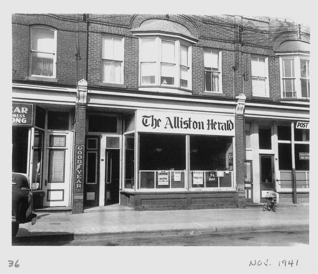 The Alliston Herald newspaper office,1900 to 1990.